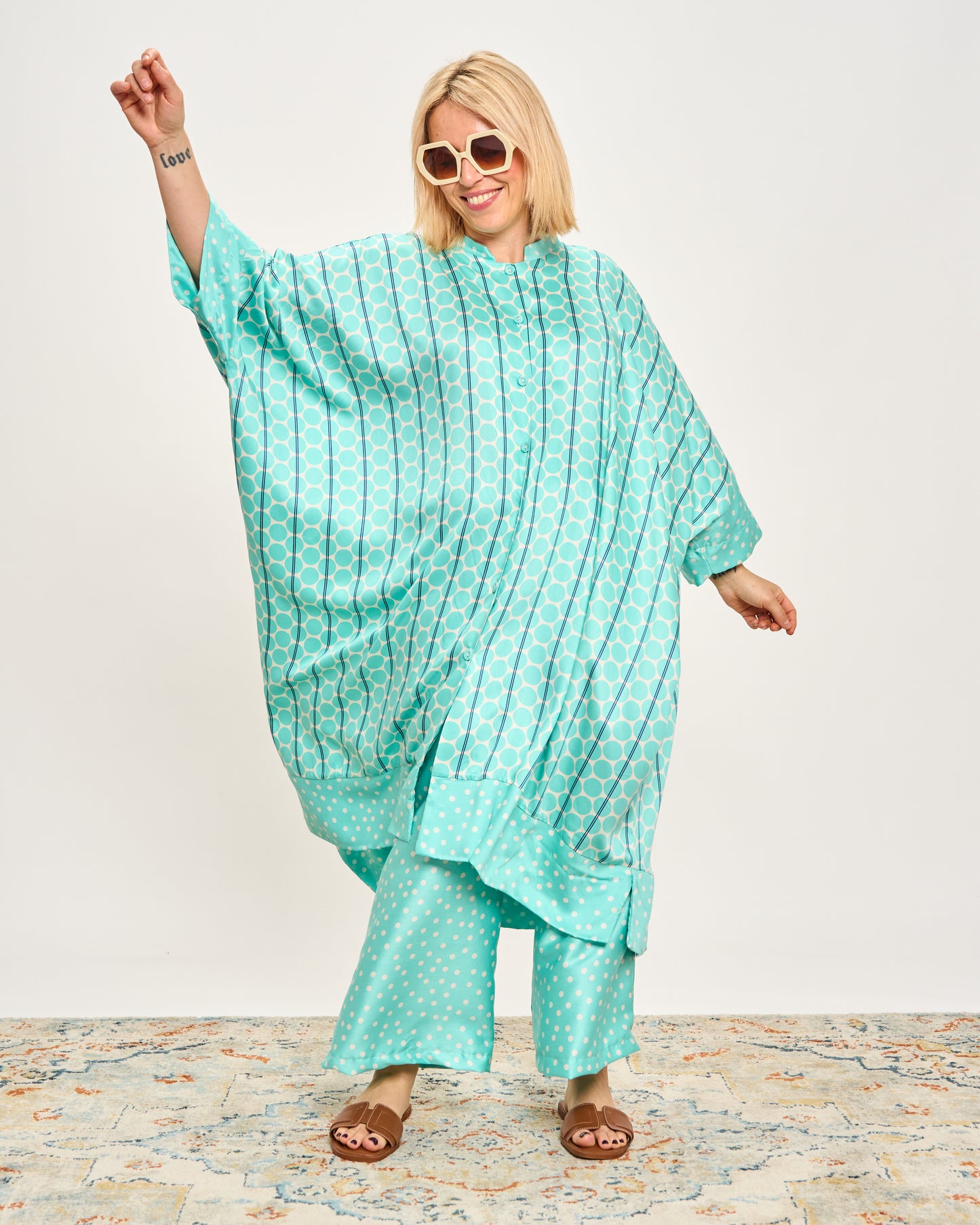 Long Patterned Shirt Dress