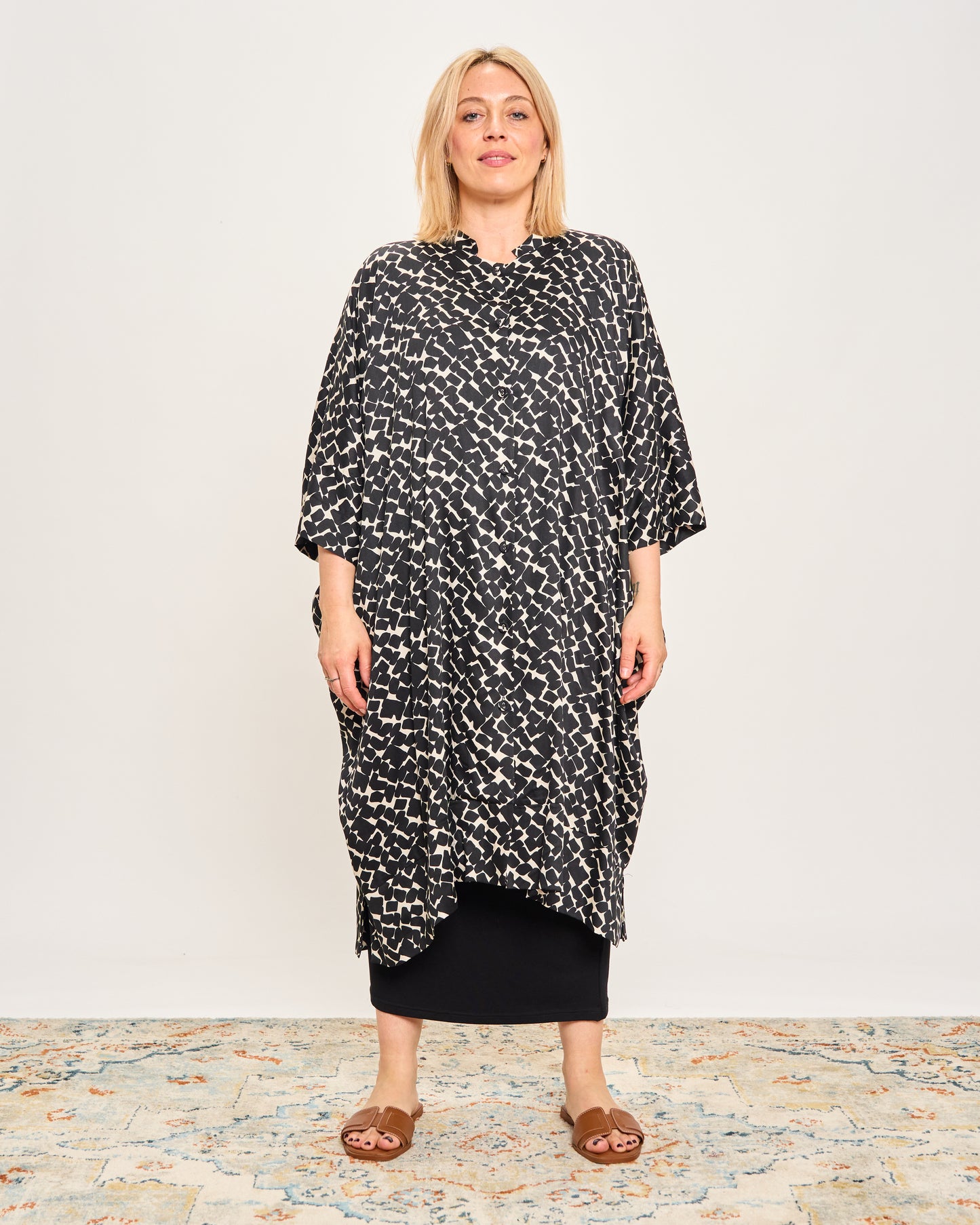 Long Patterned Shirt Dress