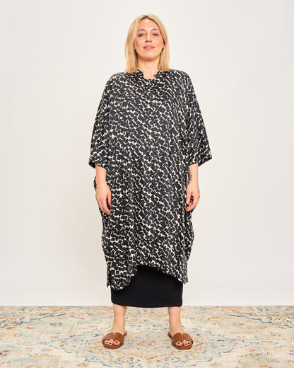Long Patterned Shirt Dress