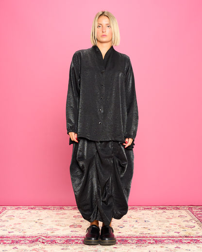 Iridescent Shirt with Stand-Up Collar