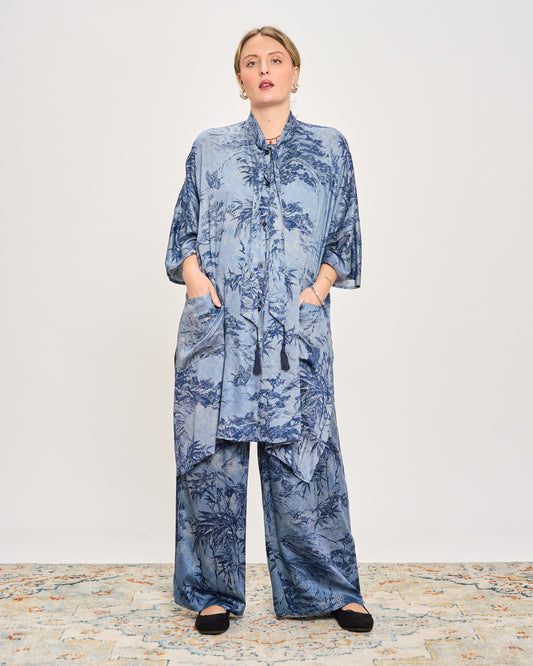 Camicia Lunga in Viscosa Fantasia