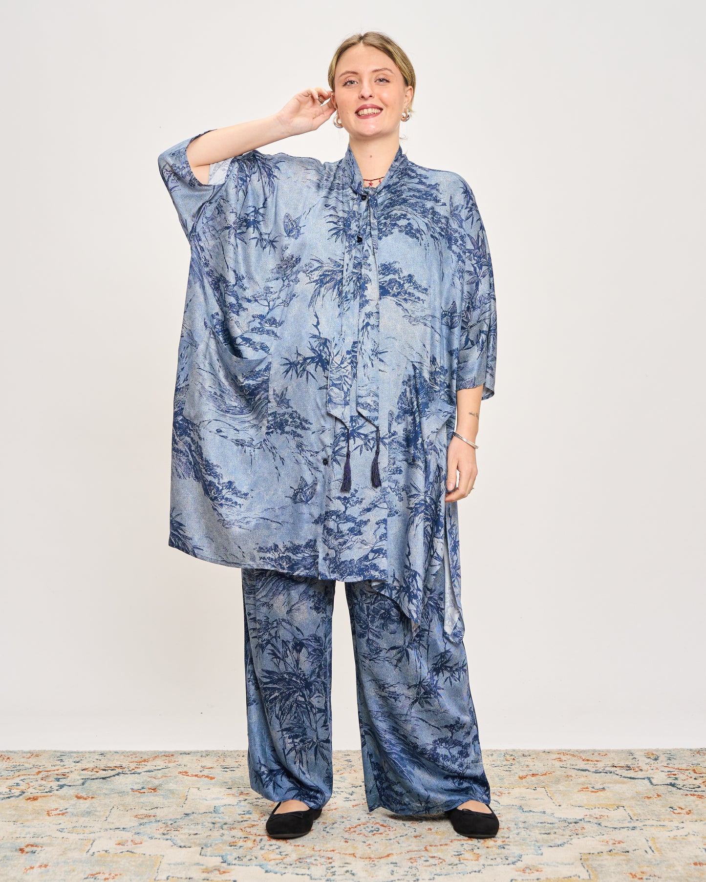 Long Viscose Patterned Shirt