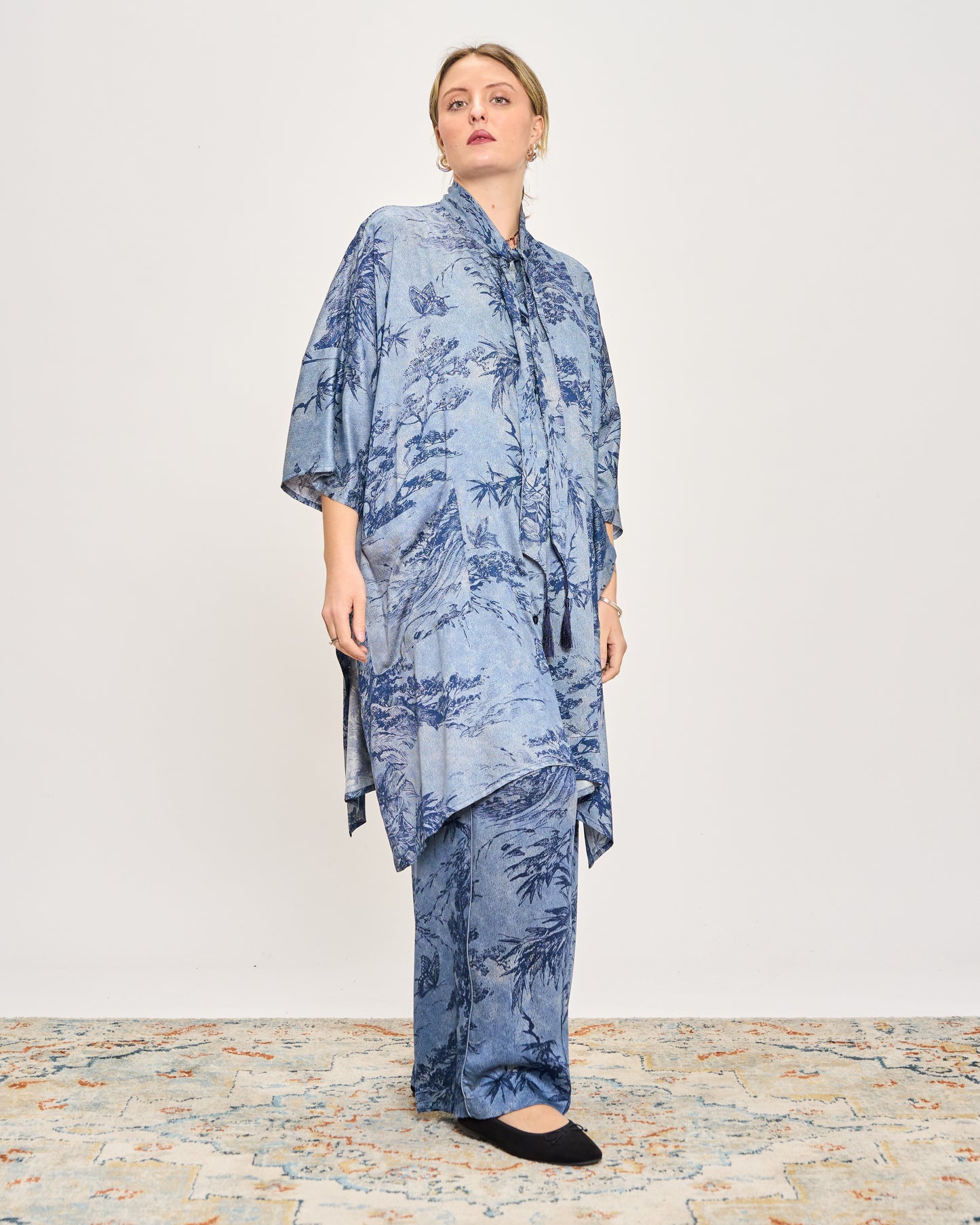 Long Viscose Patterned Shirt
