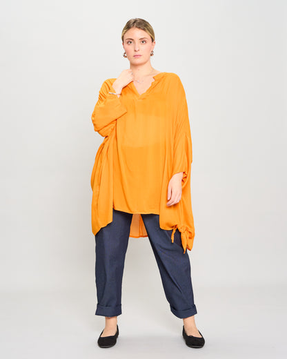 Oversized Cotton Blouse Printed with Bow