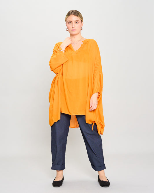 Oversized Cotton Blouse Printed with Bow
