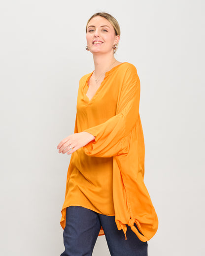 Oversized Cotton Blouse Printed with Bow