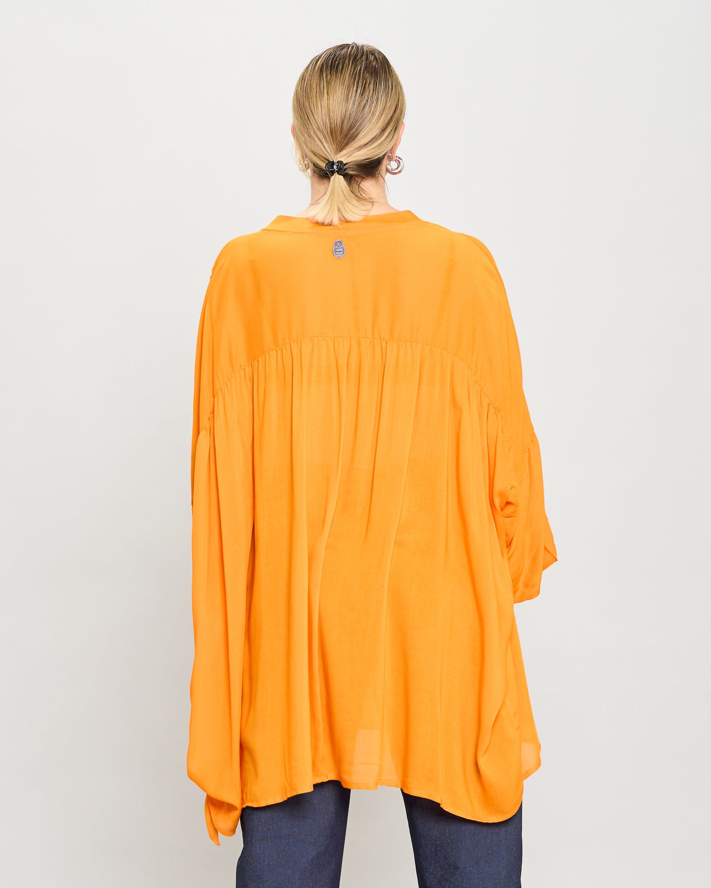 Oversized Cotton Blouse Printed with Bow
