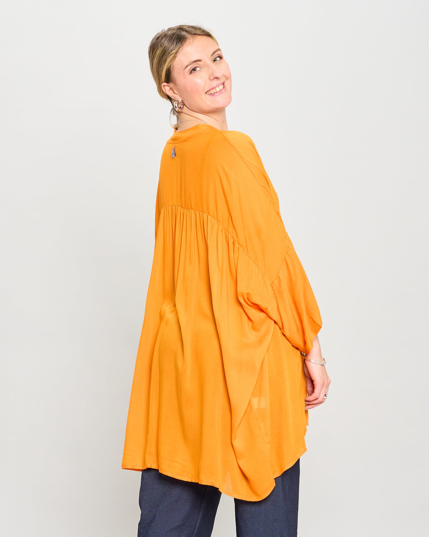 Oversized Cotton Blouse Printed with Bow