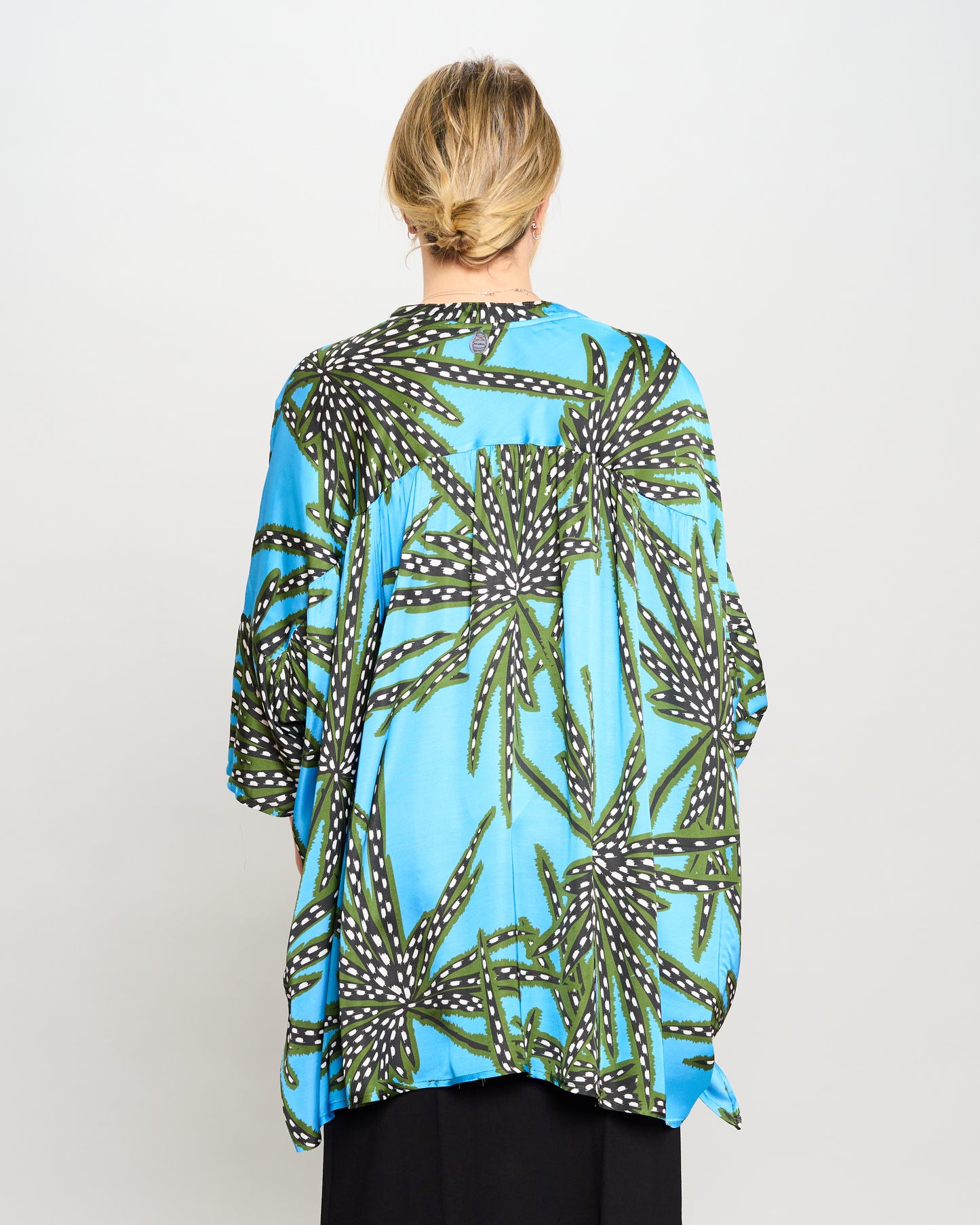 Oversized Printed Viscose Blouse with Bow Tie
