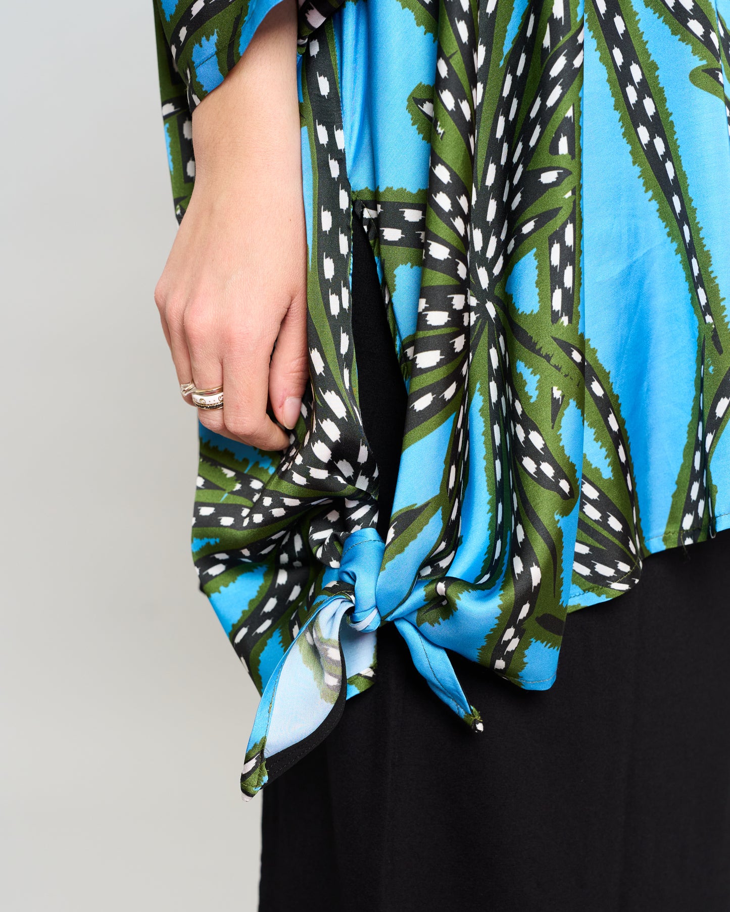 Oversized Printed Viscose Blouse with Bow Tie