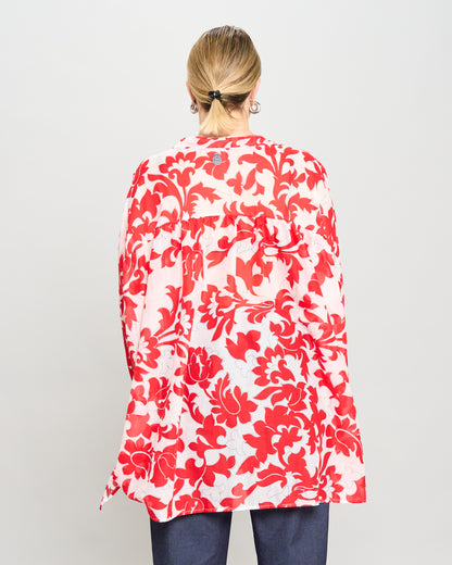 Oversized Cotton Blouse Printed with Bow