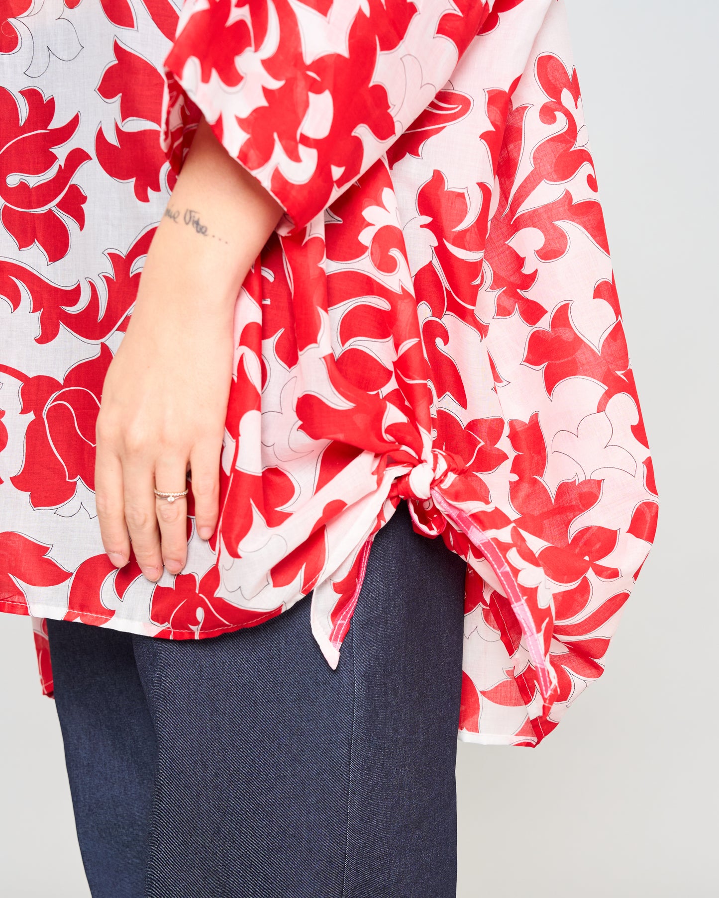 Oversized Cotton Blouse Printed with Bow