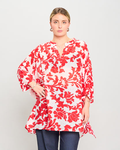 Oversized Cotton Blouse Printed with Bow