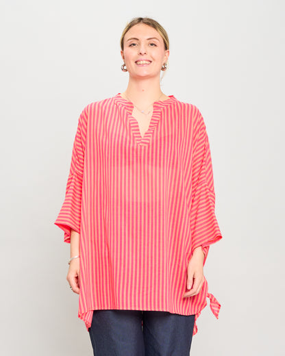 Oversized Cotton Blouse Printed with Bow