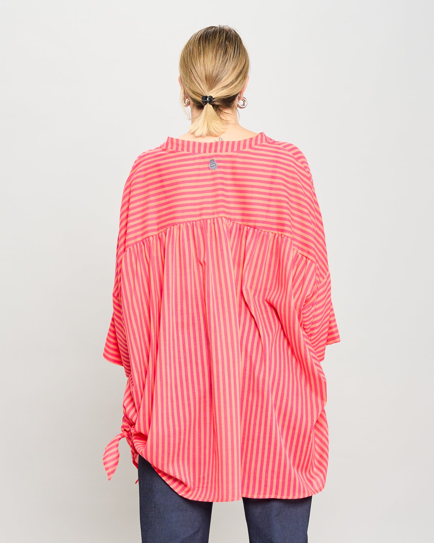 Oversized Cotton Blouse Printed with Bow