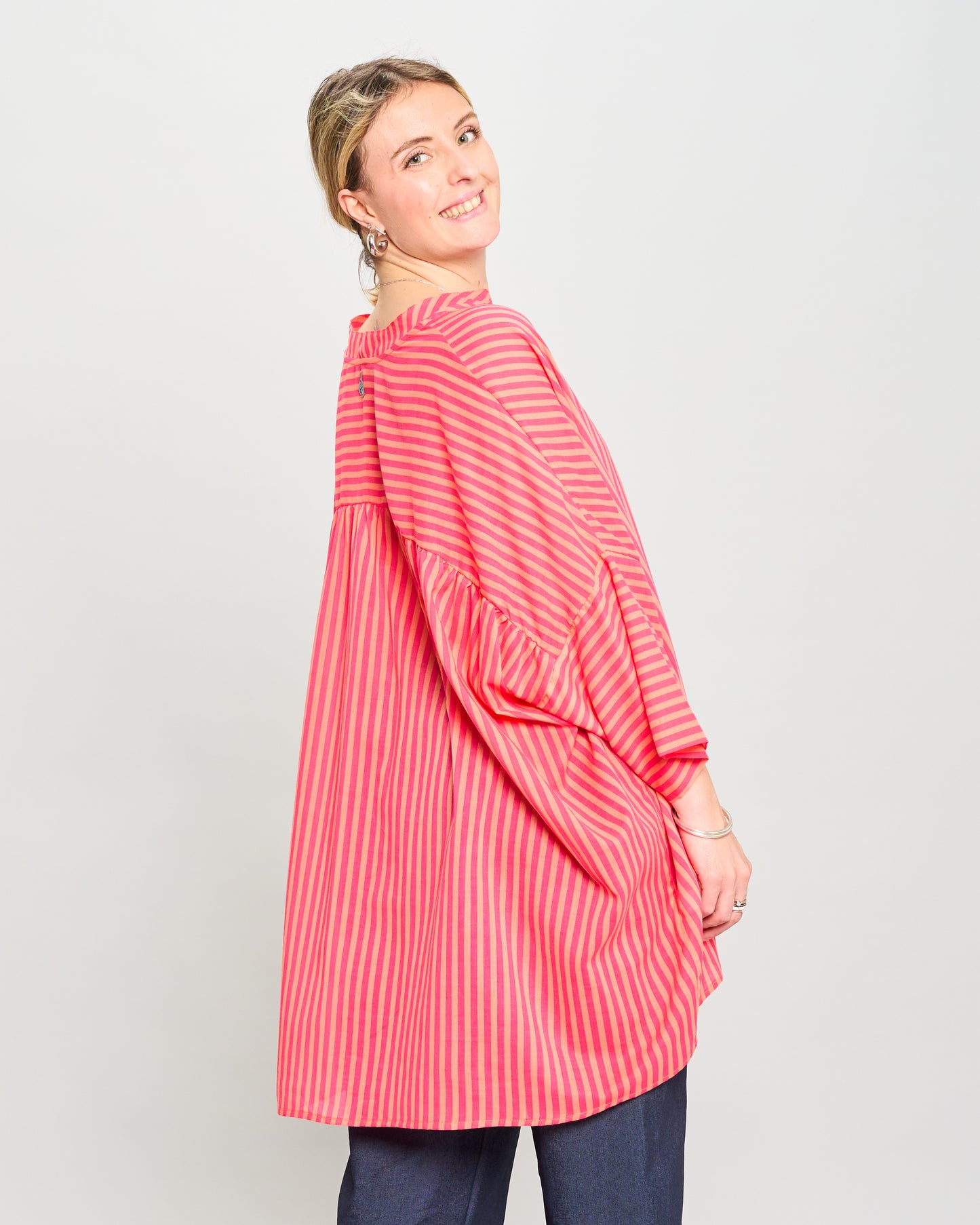 Oversized Cotton Blouse Printed with Bow