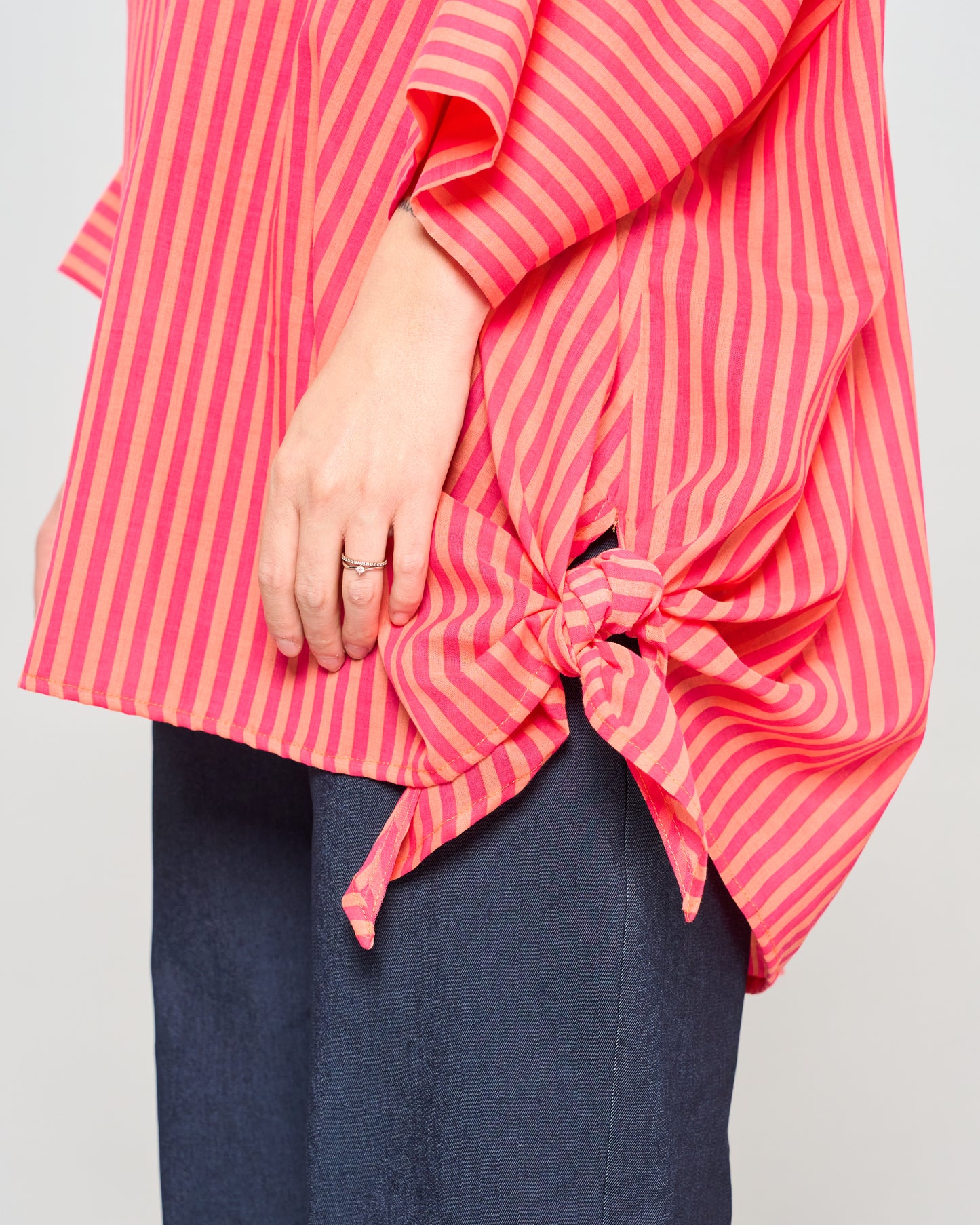 Oversized Cotton Blouse Printed with Bow
