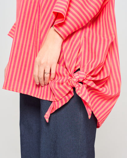 Oversized Cotton Blouse Printed with Bow