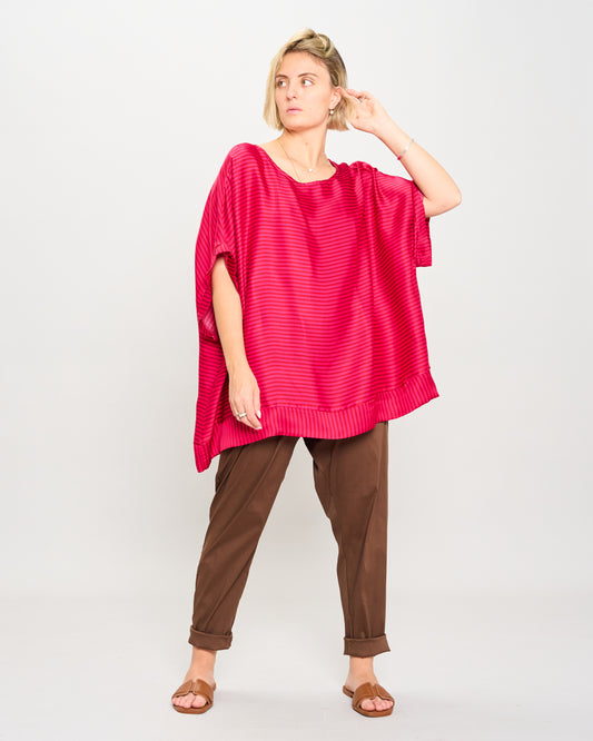 Blusa in Viscosa Stampata con Manica Calata