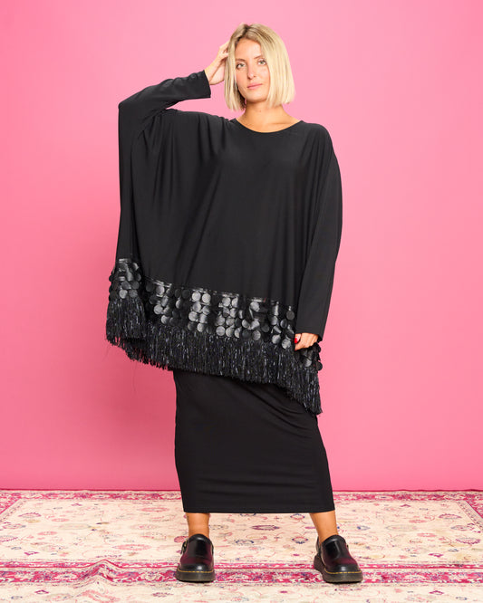 Maxi Maglia a Scatola con Frange