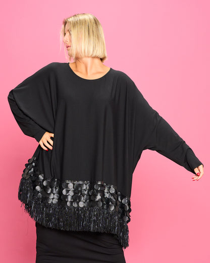 Maxi Maglia a Scatola con Frange
