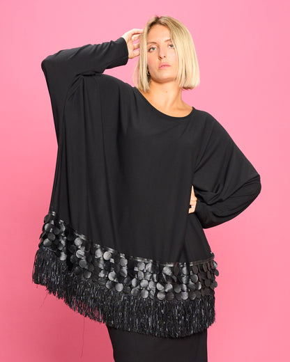 Maxi Maglia a Scatola con Frange