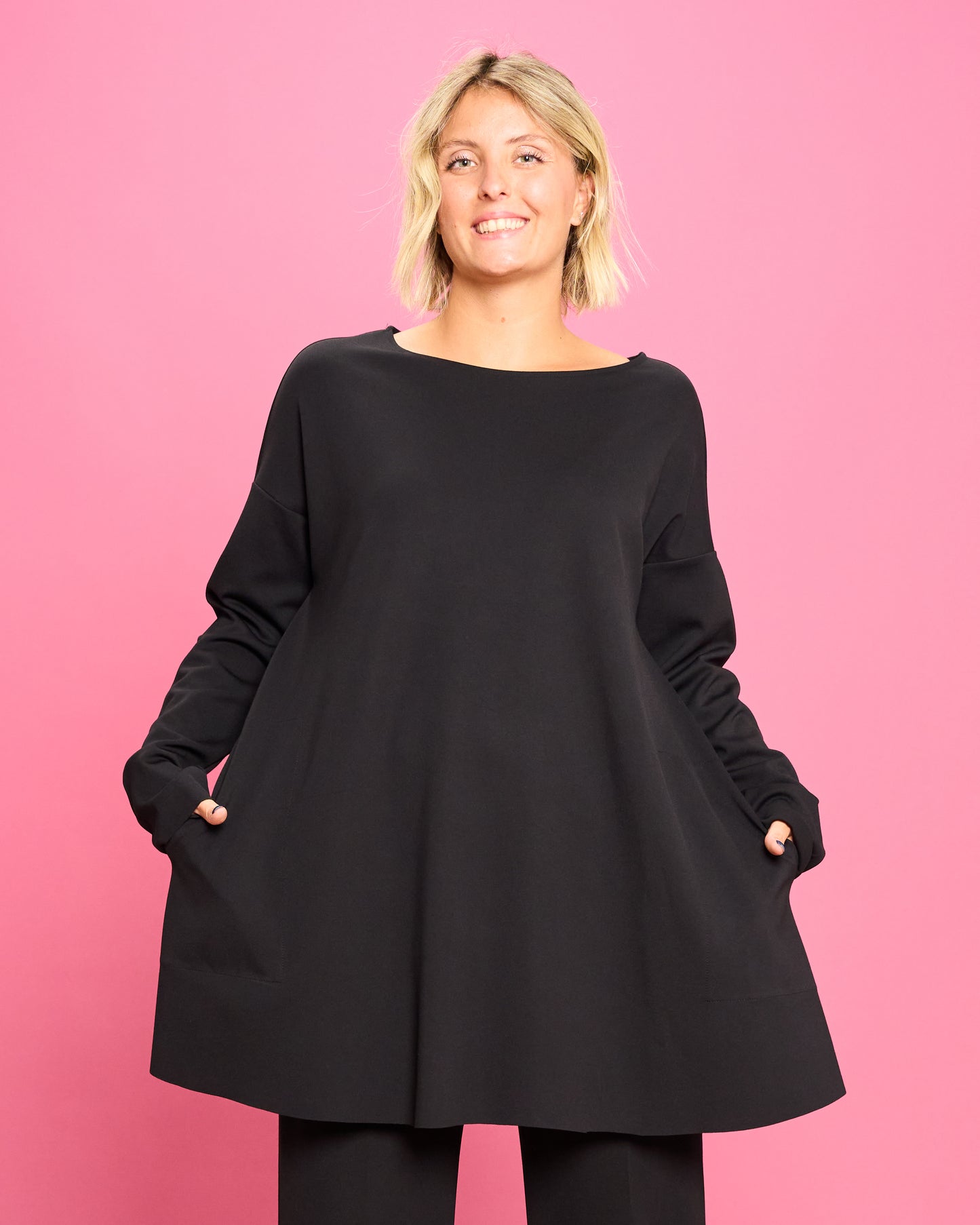 Maximaglia Svasata in Maglia Stoffa
