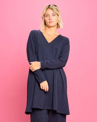 Maximaglia con Cuciture Diagonali in Maglia Stoffa