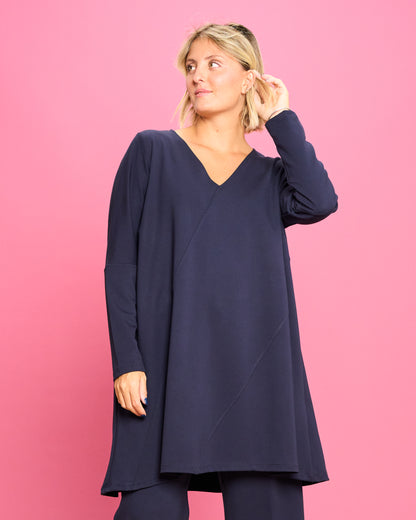Maximaglia con Cuciture Diagonali in Maglia Stoffa