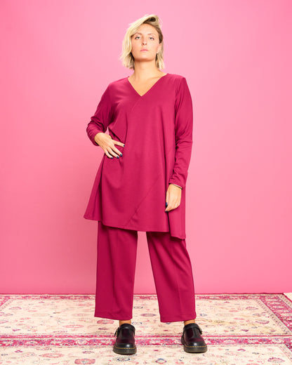 Maximaglia con Cuciture Diagonali in Maglia Stoffa