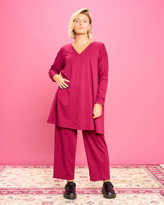 Maximaglia con Cuciture Diagonali in Maglia Stoffa