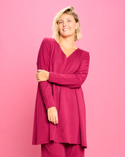 Maximaglia con Cuciture Diagonali in Maglia Stoffa