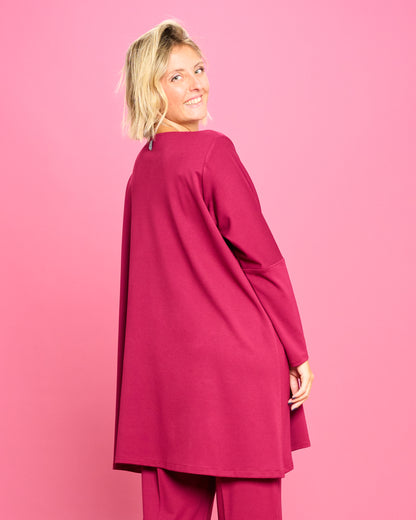 Maximaglia con Cuciture Diagonali in Maglia Stoffa