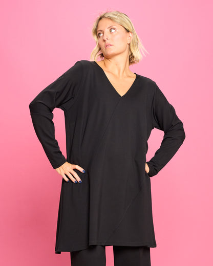 Maximaglia con Cuciture Diagonali in Maglia Stoffa