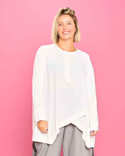 Oversized Shirt with Diagonal Hem