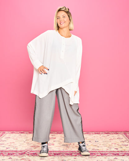 Oversized Shirt with Diagonal Hem