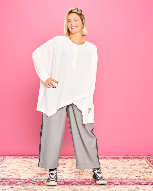 Oversized Shirt with Diagonal Hem