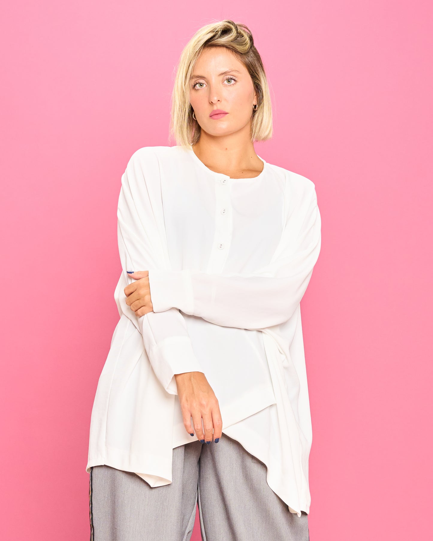 Oversized Shirt with Diagonal Hem