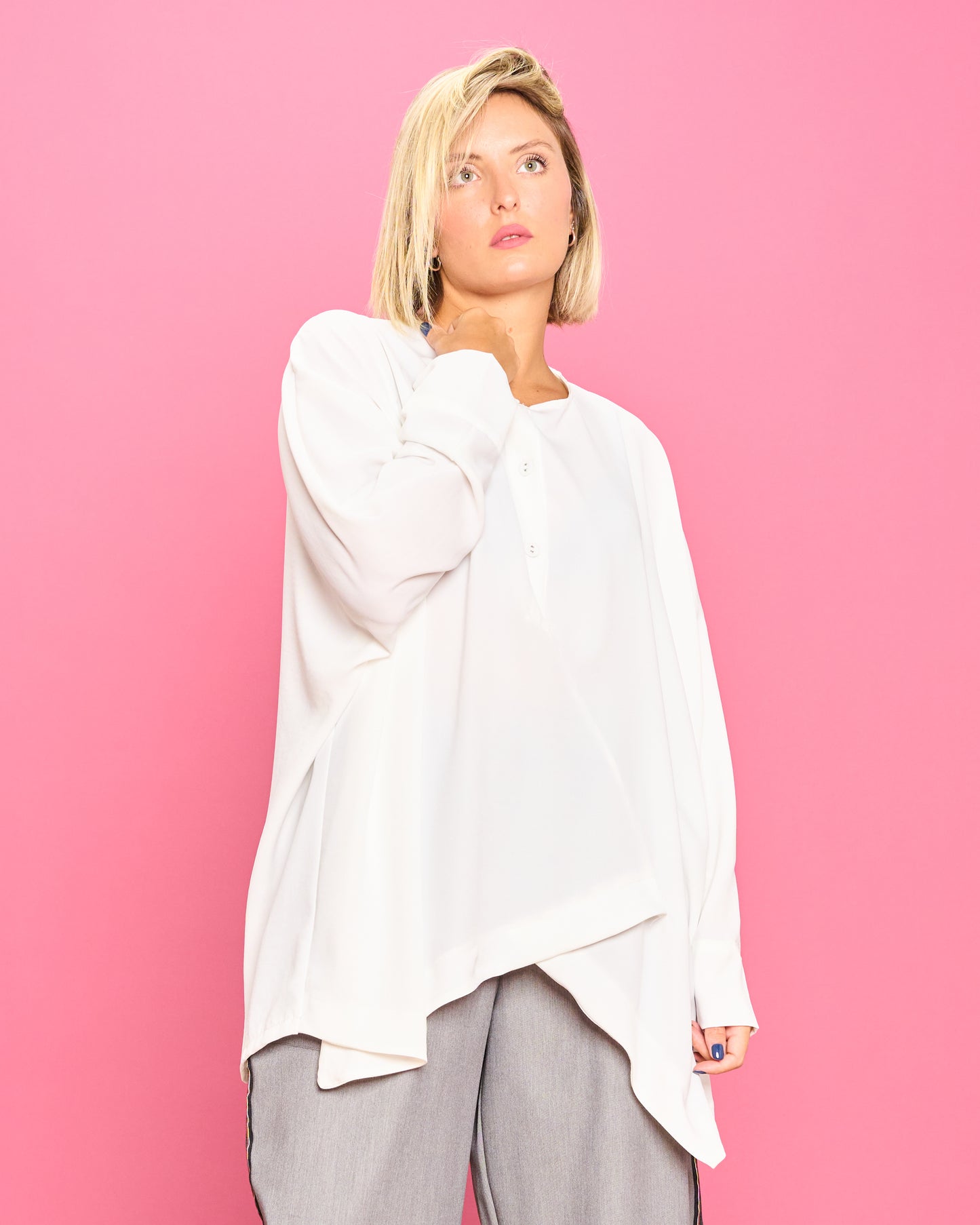Oversized Shirt with Diagonal Hem