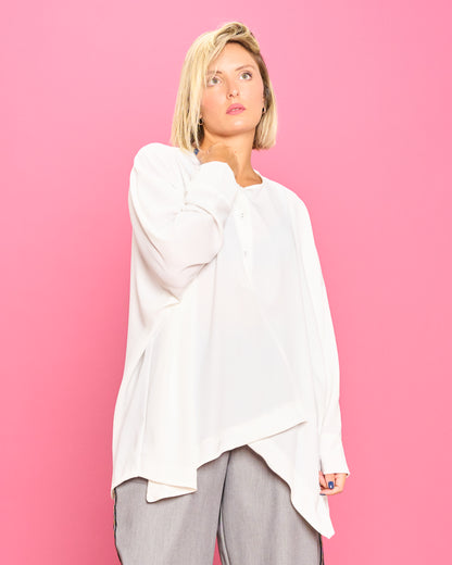 Oversized Shirt with Diagonal Hem