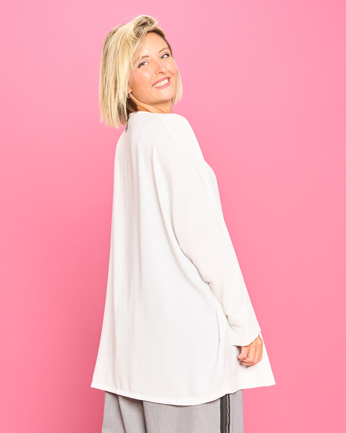 Oversized Shirt with Diagonal Hem