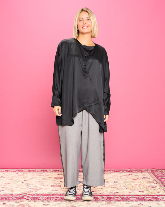 Oversized Shirt with Diagonal Hem
