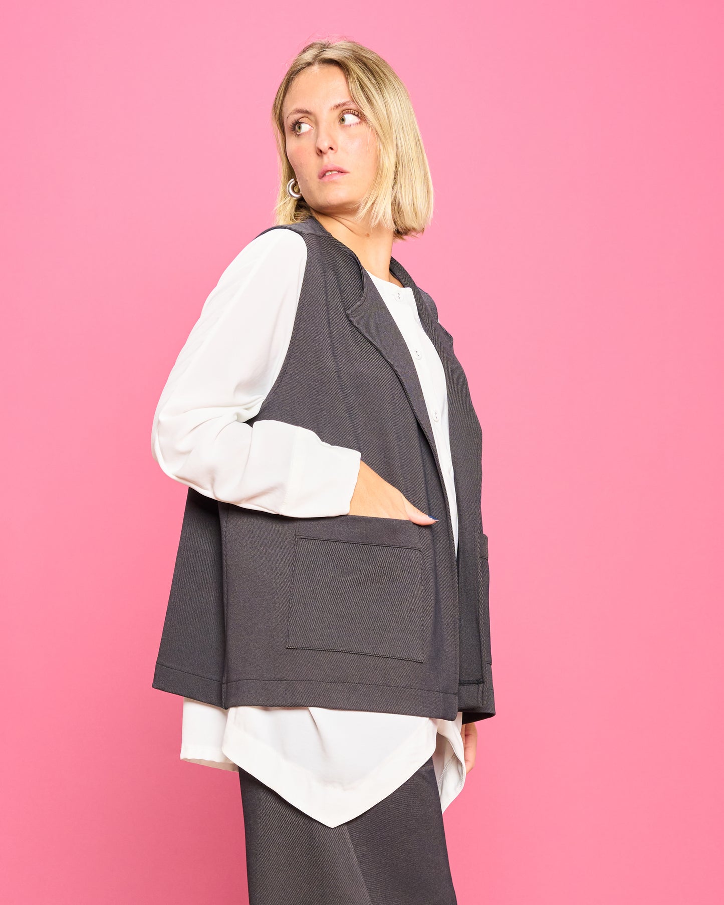 Gilet Oversize in Punto Milano