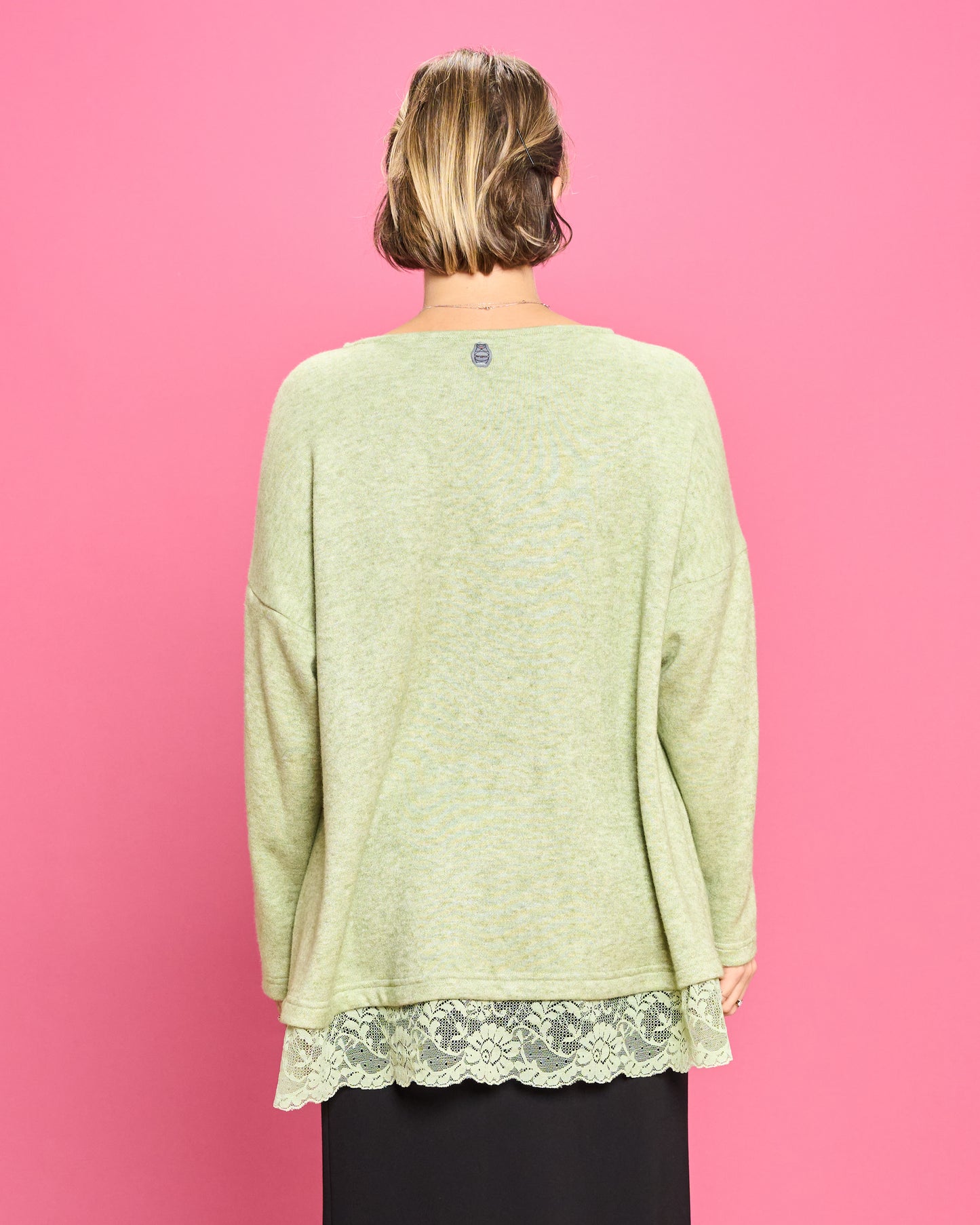 Soft Melange Sweater with Lace Details