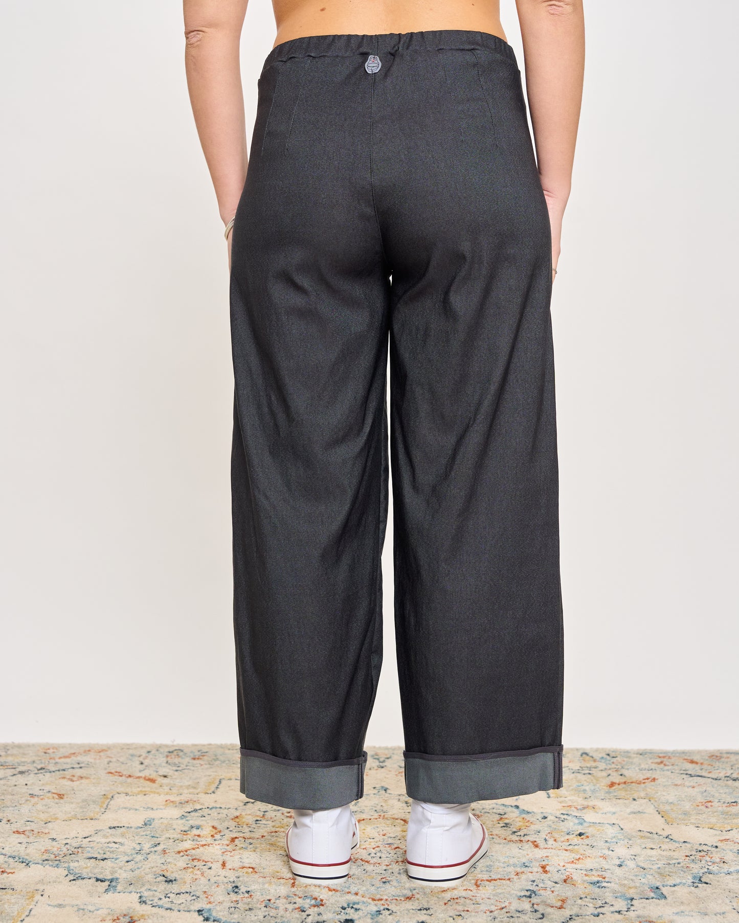 Pantalone in Denim Elasticizzato Bordato