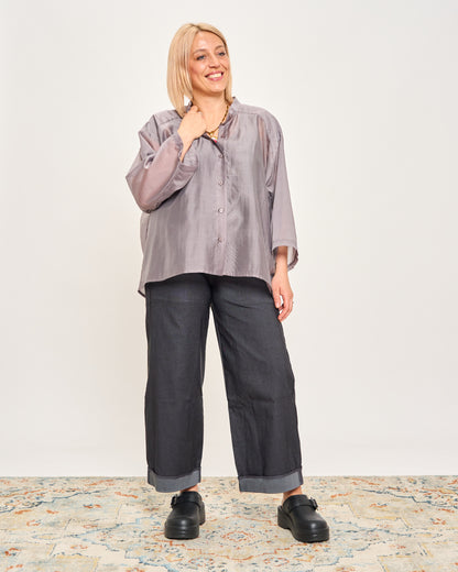 Short Oversized Shirt in Lightweight Cotton