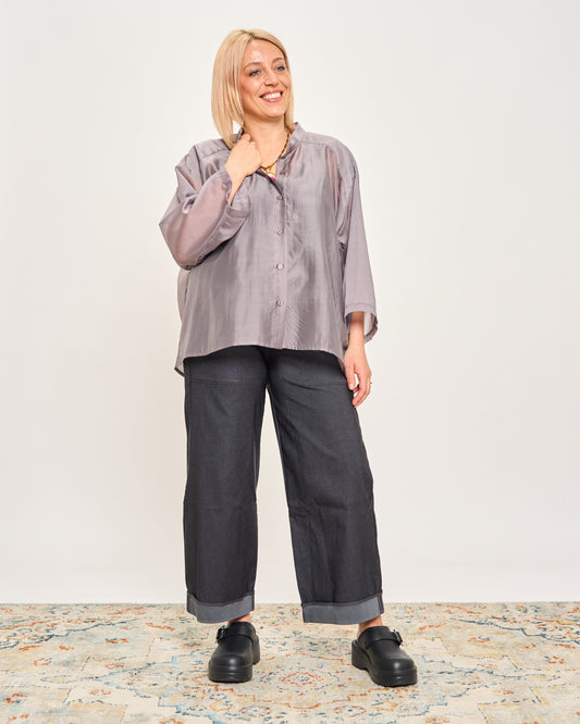 Camicia Over Corta In Cotone Leggero