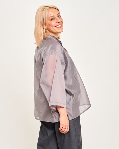 Short Oversized Shirt in Lightweight Cotton