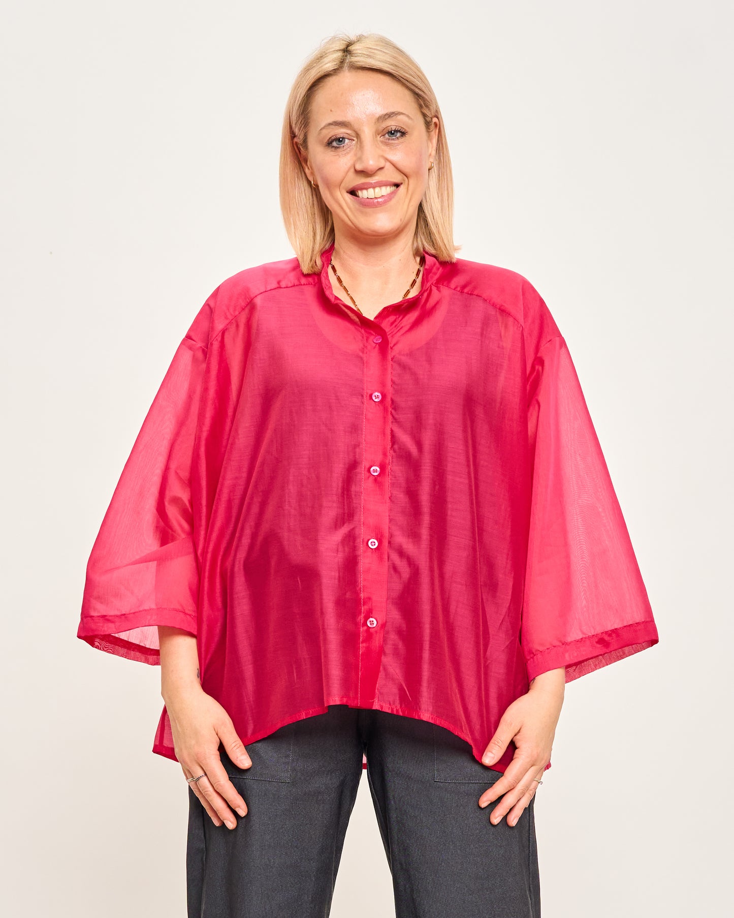 Short Oversized Shirt in Lightweight Cotton