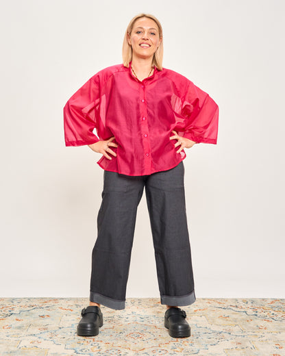 Short Oversized Shirt in Lightweight Cotton
